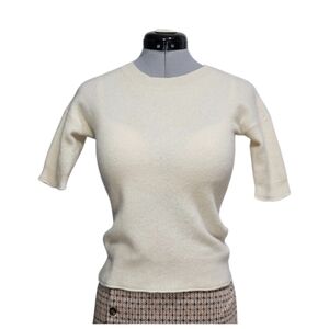 Saks Fifth Avenue Women's SIZE XS 100% Cashmere Preppy Sweater in Ivory